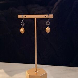 Silpada Vintage Gold Pearl Drop Earrings